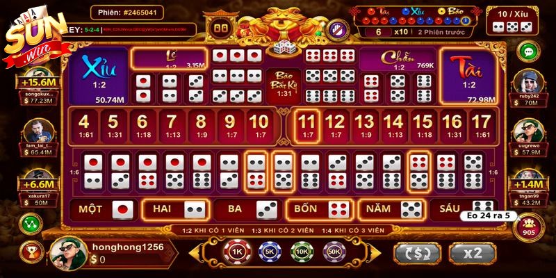 Super Sicbo Sunwin - Sảnh Cược Đẳng Cấp Và Tỷ Lệ Thưởng Lớn 2 Các loại hình đặt cược phổ biến trong super sicbo Sunwin